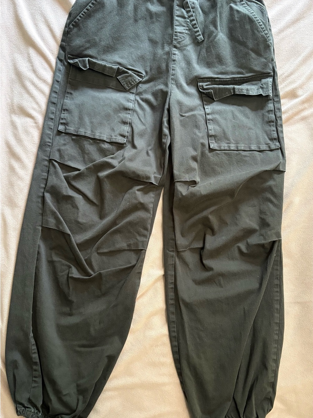 Kids Olive Green Cargo Jogger Pants with Pocket Detail